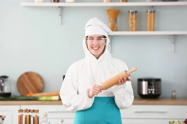 Housewife Protective Costume Cooking Kitchen — Stock Photo, Image