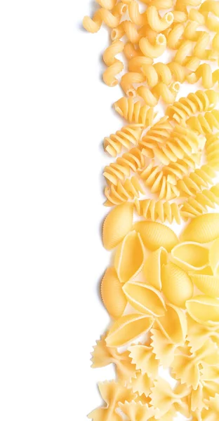 Different Uncooked Pasta White Background — Stock Photo, Image