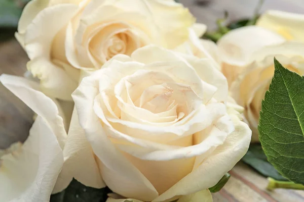 Beautiful White Roses Closeup View — Stock Photo, Image