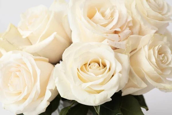 Ramo Hermosas Rosas Blancas Primer Plano — Foto de Stock