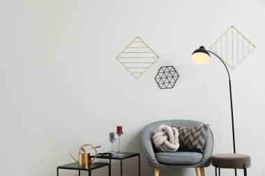 Modern oturma odasının güzel iç mekanı.