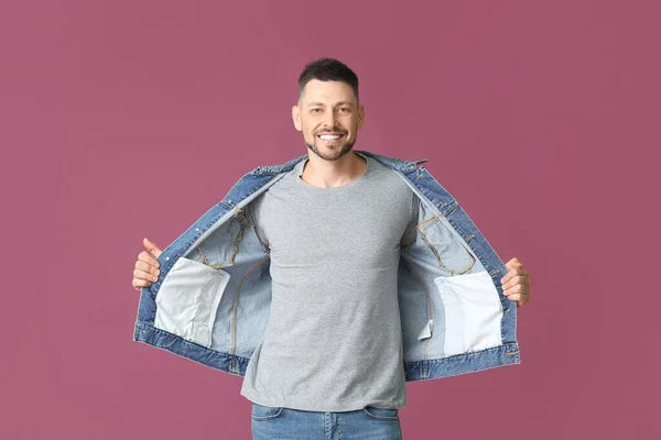 Man Stylish Shirt Color Background — Stock Photo, Image