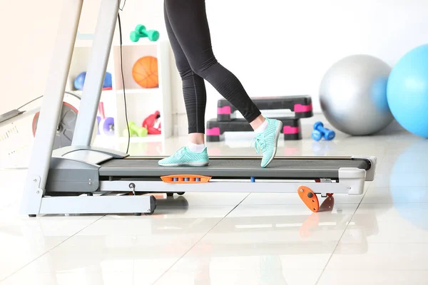 Sporty Young Woman Training Treadmill Gym — Stock Photo, Image