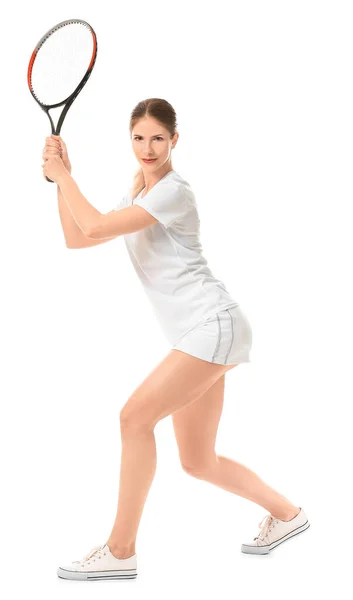 Female Tennis Player White Background — Stock Photo, Image