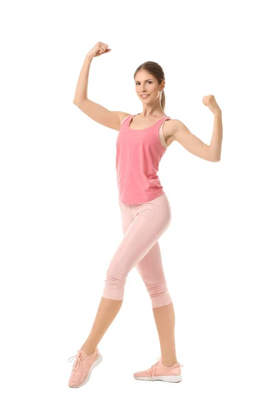 Sporty Young Woman White Background — Stock Photo, Image