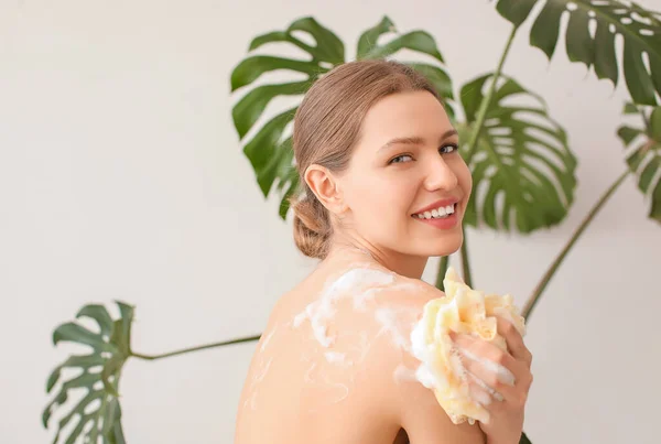 Beautiful Young Woman Taking Bath Home — Stock Photo, Image