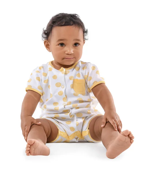 Mignon Bebe Afro Americain Isole Sur Blanc Combinaison Corporelle Nourrisson Stock Photo
