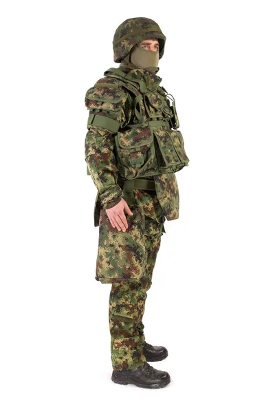 Soldado en uniforme aislado en blanco — Foto de Stock