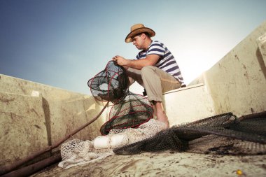 bir av için net kontrol balıkçı