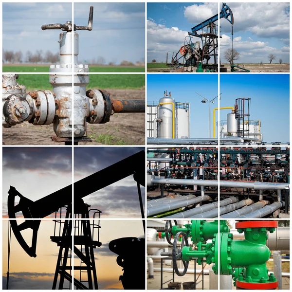 石油和天然气工业。工业。制造照片拼贴 — 图库照片