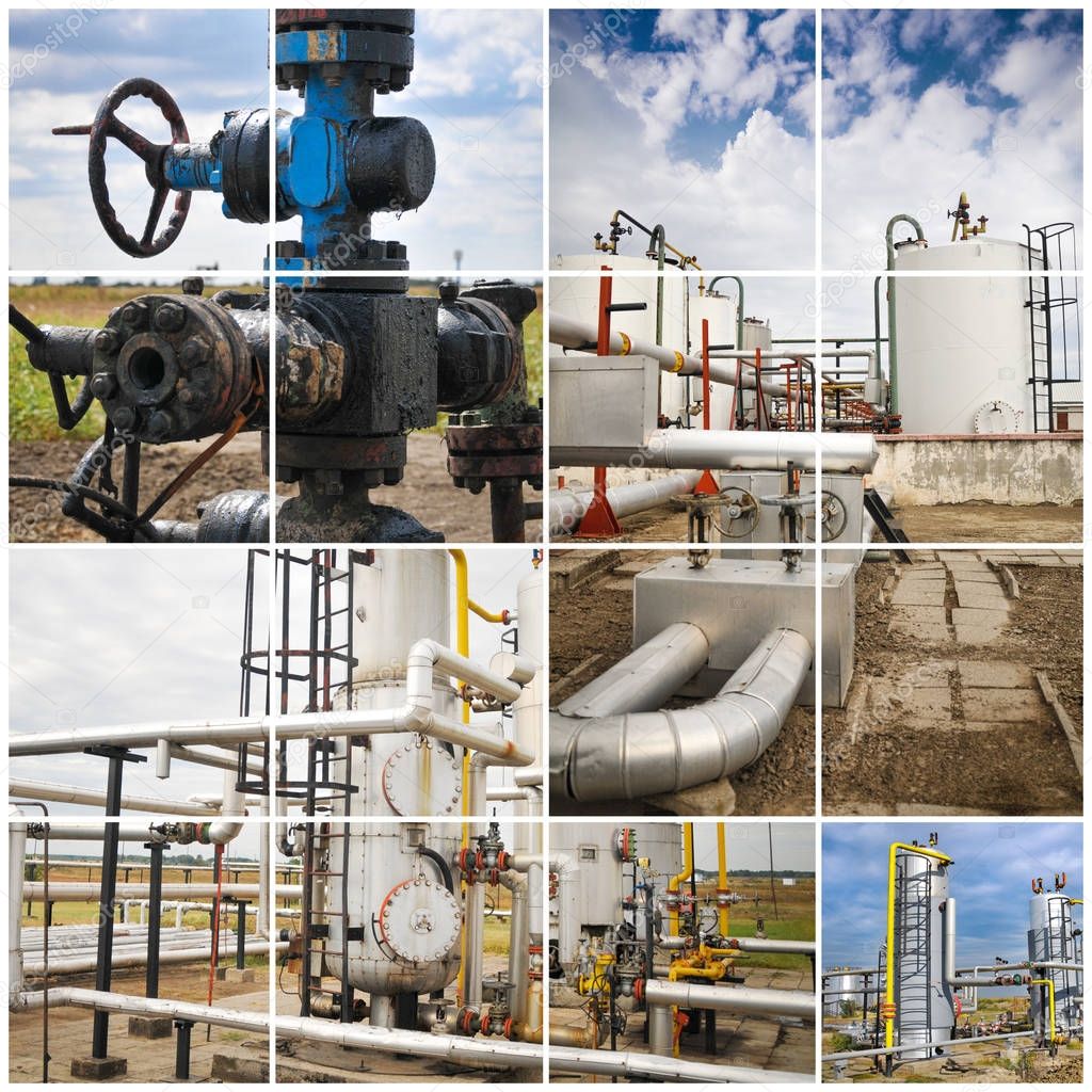 Oil And Gas Industry. Industrial. Manufacturing photo collage