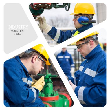 Petrol ve gaz endüstrisi. Üretim fotoğraf kolaj