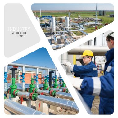 Petrol ve gaz endüstrisi. Üretim fotoğraf kolaj