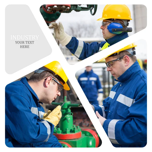 Petrol ve gaz endüstrisi. Üretim fotoğraf kolaj