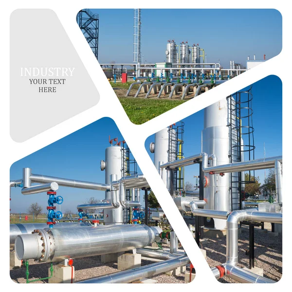 Petrol ve gaz endüstrisi. Üretim fotoğraf kolaj