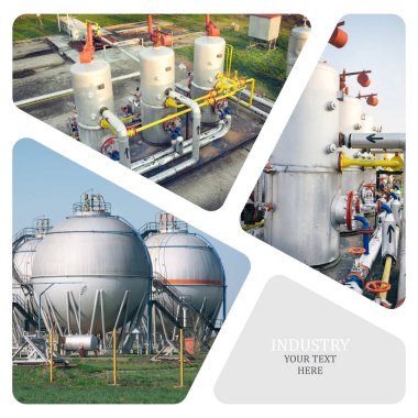 Petrol ve gaz endüstrisi. Üretim fotoğraf kolaj