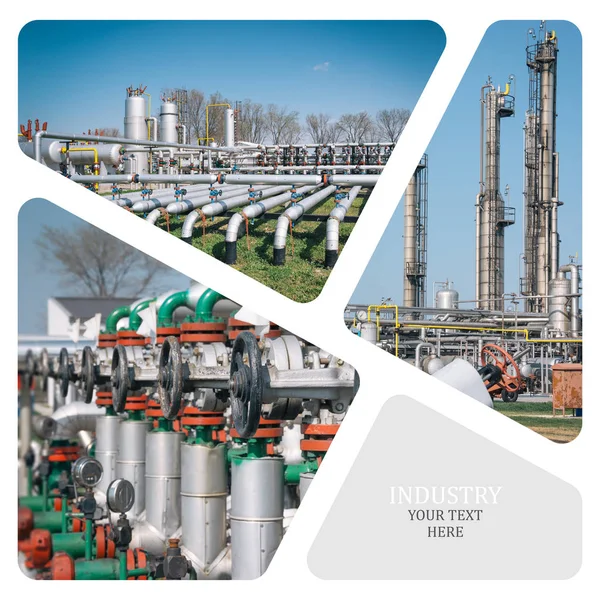 Petrol ve gaz endüstrisi. Üretim fotoğraf kolaj