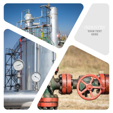 Petrol ve gaz endüstrisi. Üretim fotoğraf kolaj