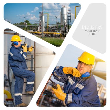 Petrol ve gaz endüstrisi. Üretim fotoğraf kolaj