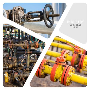 Petrol ve gaz endüstrisi. Üretim fotoğraf kolaj