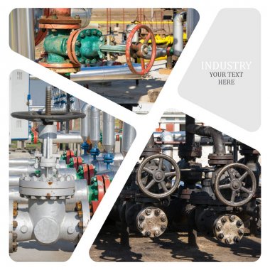 Petrol ve gaz endüstrisi. Üretim fotoğraf kolaj