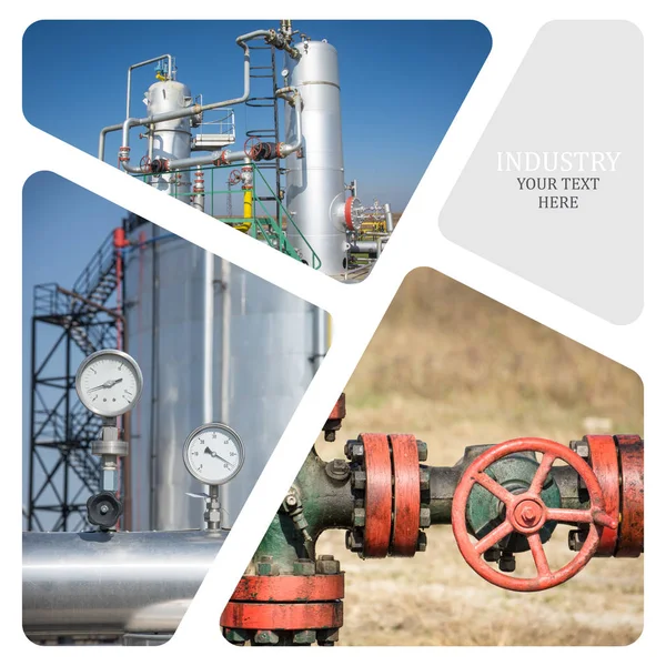 Petrol ve gaz endüstrisi. Üretim fotoğraf kolaj