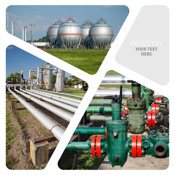 Oil And Gas Industry. Manufacturing photo collage — Stock Photo, Image