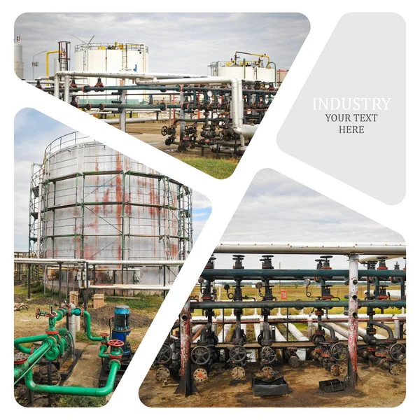 Petrol ve gaz endüstrisi. Üretim fotoğraf kolaj