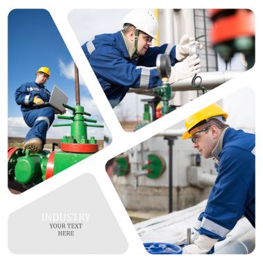 Petrol ve gaz endüstrisi. Üretim fotoğraf kolaj