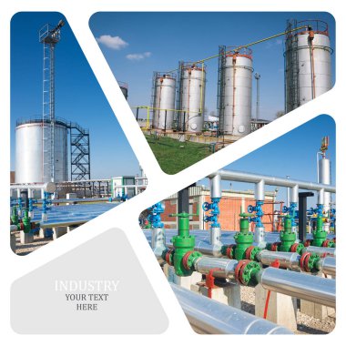 Petrol ve gaz endüstrisi. Üretim fotoğraf kolaj