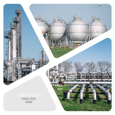 Petrol ve gaz endüstrisi. Üretim fotoğraf kolaj