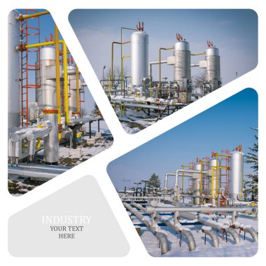 Petrol ve gaz endüstrisi. Üretim fotoğraf kolaj