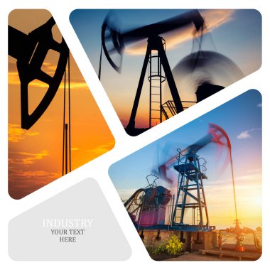 Petrol ve gaz endüstrisi. Üretim fotoğraf kolaj