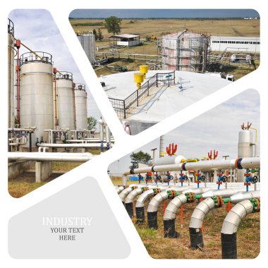 Petrol ve gaz endüstrisi. Üretim fotoğraf kolaj