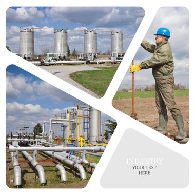 Petrol ve gaz endüstrisi. Üretim fotoğraf kolaj