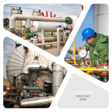 Petrol ve gaz endüstrisi. Üretim fotoğraf kolaj