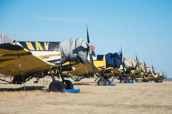 Yellow Agricultural Aircraft Ready Fly — Stock Photo, Image