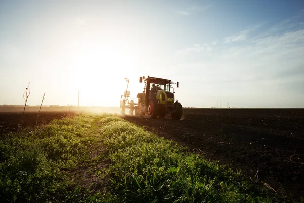 Boer Zaaien Gewassen Veld — Stockfoto