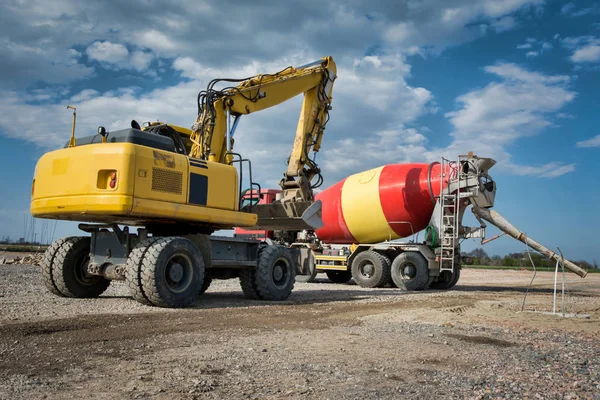 Vehículos Una Obra Construcción — Foto de Stock