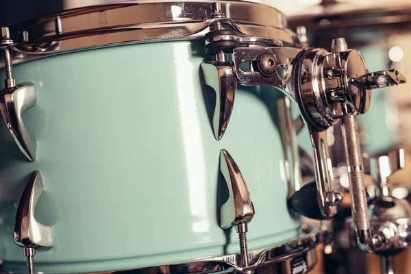 Detail Van Een Drumstel Close Drums Het Podium Retro Vintage — Stockfoto