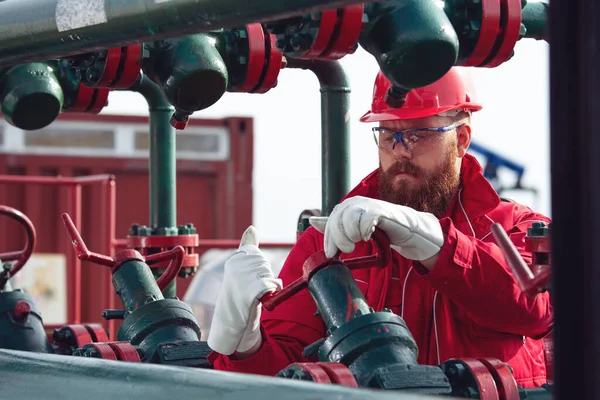 Petrol Gaz Endüstrisi Işçisi Petrol Gaz Şirketi Için Boru Hattı — Stok fotoğraf