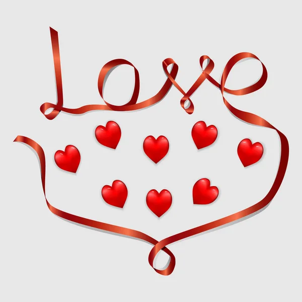 Le mot "amour" et les cœurs . — Image vectorielle