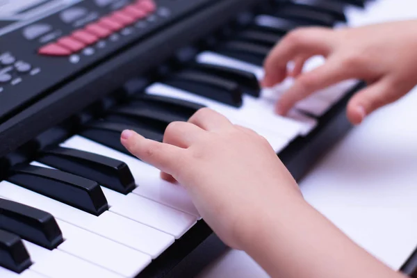 Children Hands Play Keys Piano Learning Music — Stock Photo, Image