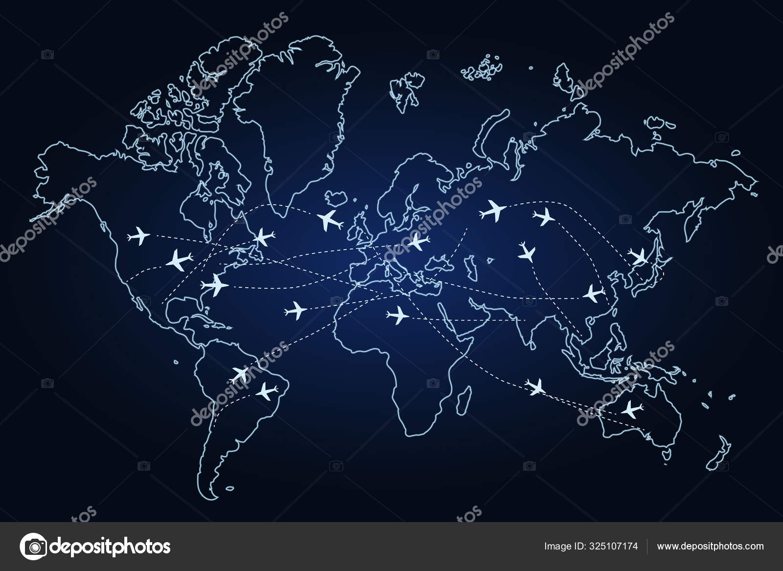 Contour Carte Monde Sur Fond Sombre Des Avions Avec Une Image Vectorielle Elenapreo C Contour Carte Monde Sur Fond Sombre Des Avions Avec Une Image Vectorielle Elenapreo C