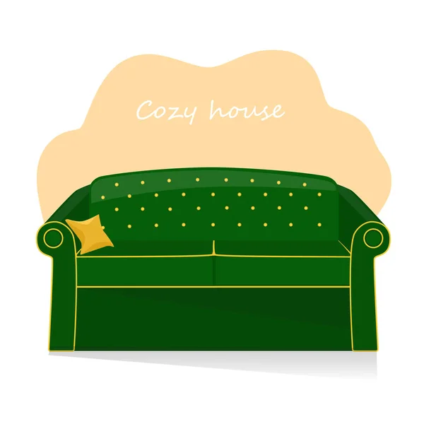 Sofa yang indah, item interior. Simbol rumah yang nyaman, ilustrasi vektor - Stok Vektor