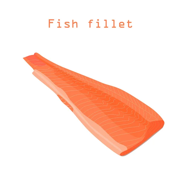 Filé de peixe vermelho. Produto de peixe fresco. Isole em um fundo branco. Ilustração vetorial . — Vetor de Stock