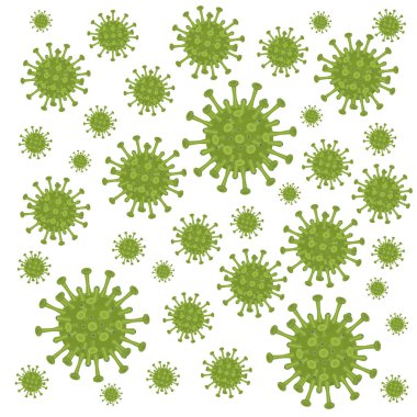 Image of viruses on a white background, isolate. A lot of symbols of the virus, coronavirus. clipart