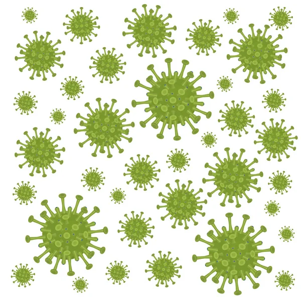 Image of viruses on a white background, isolate. A lot of symbols of the virus, coronavirus. — Stok Vektör