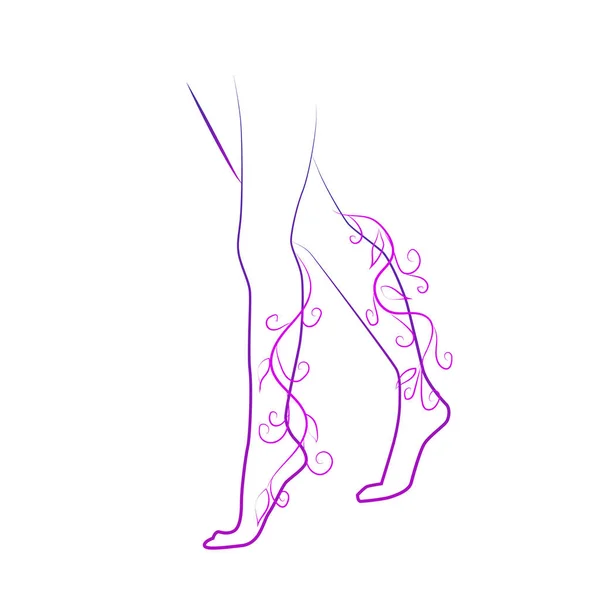 Босоногие женские ноги. Понятие боли и усталости в ногах, сосудистых заболеваний. Векторная иллюстрация — стоковый вектор
