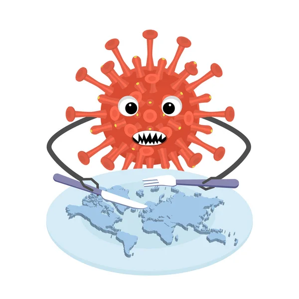 Coronovirus Dünyaya Saldırır Virüs Salgını Konsepti Vektör Çizimi — Stok Vektör
